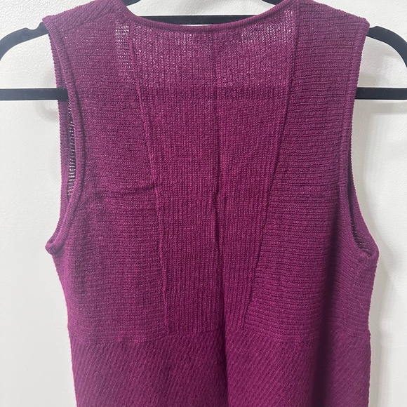 Eileen Fisher Burgundy Red 100% Wool Open-Front Tunic Vest Sweater Cardigan XS - Picture 7 of 10